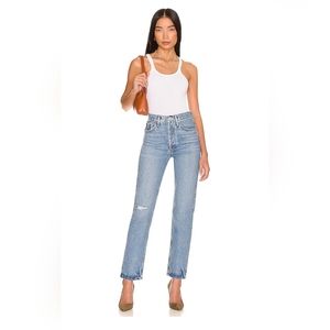 NWT AGOLDE 90s Pinch Waist High Rise Straight Jeans Abstract Distressed